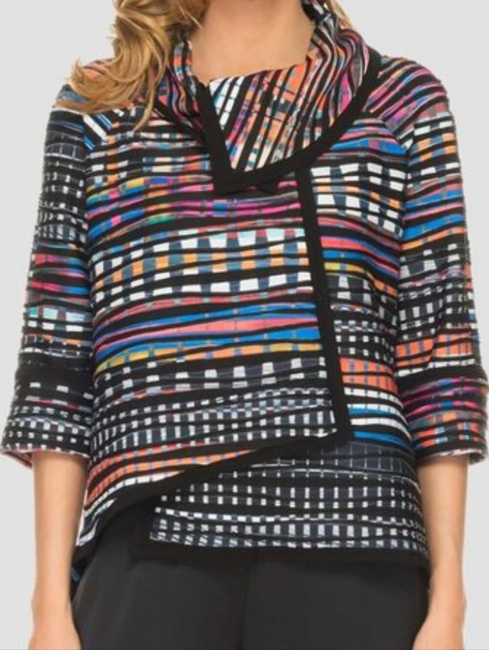 Joseph Ribkoff artsy maximalist art to wear asymmetrical blazer jacket size 4